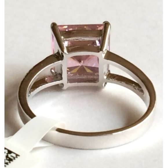 Silver Pink CZ Cocktail Ring Size 5 6 7 8 9 10 - Picture 7 of 8